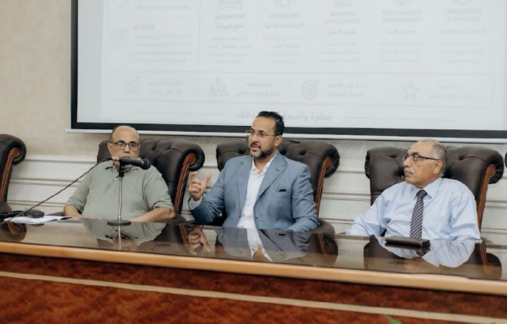 Mustafa Farag participating in a professional panel discussion